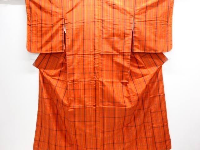 JAPANESE KIMONO / ANTIQUE KIMONO ENSEMBLE / SILK / YONEZAWA TSUMUGI / WOVEN GRID